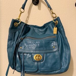 COACH Teal Leather Shoulder Bag